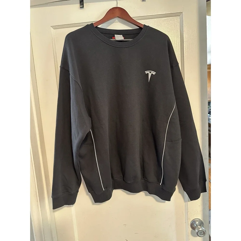 Tesla Long Sleeve Sweatshirt unisex Women's Mens 2XL Solid Black